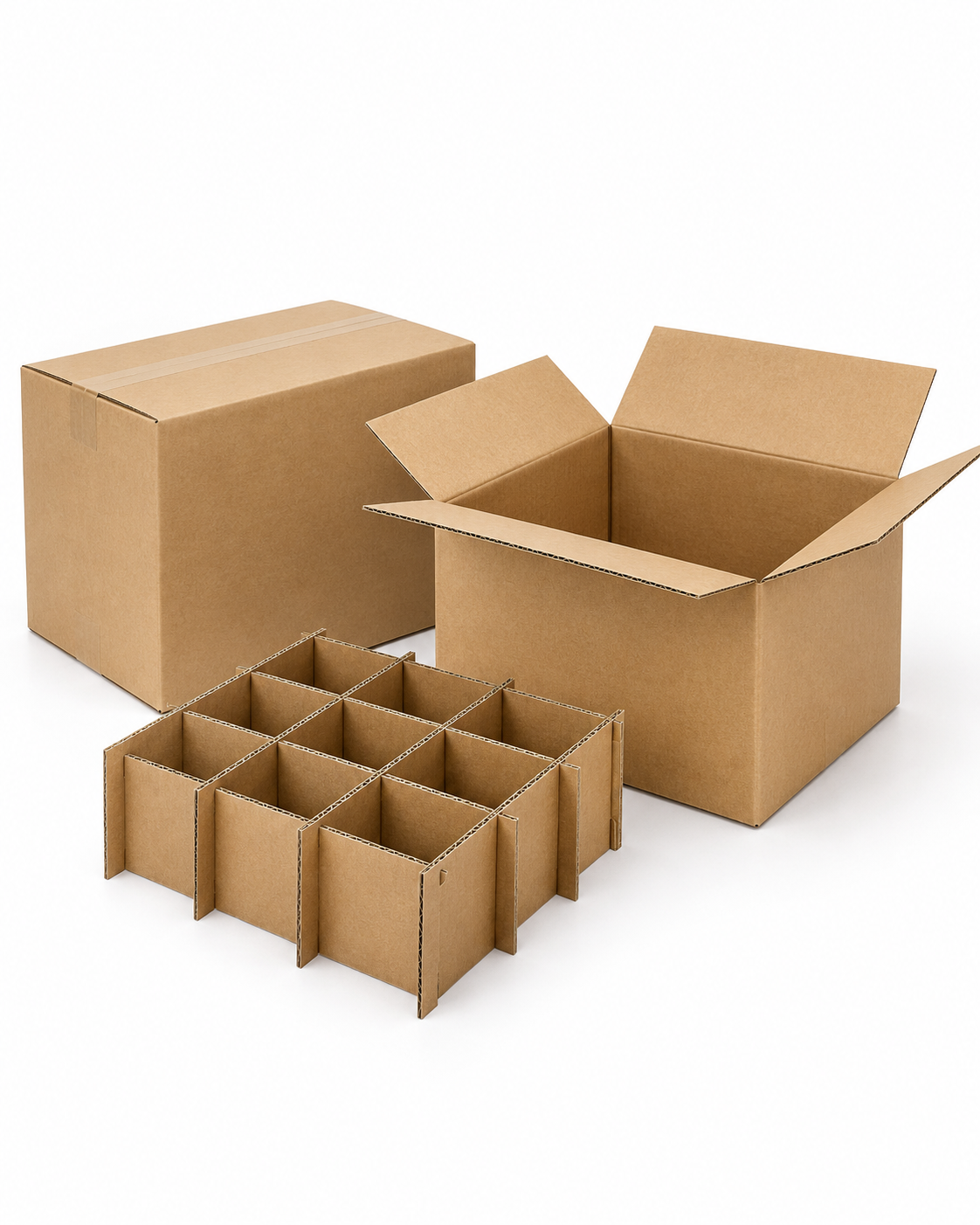 Ejemplos ilustrativos de cajas corrugadas y separadores de cartón